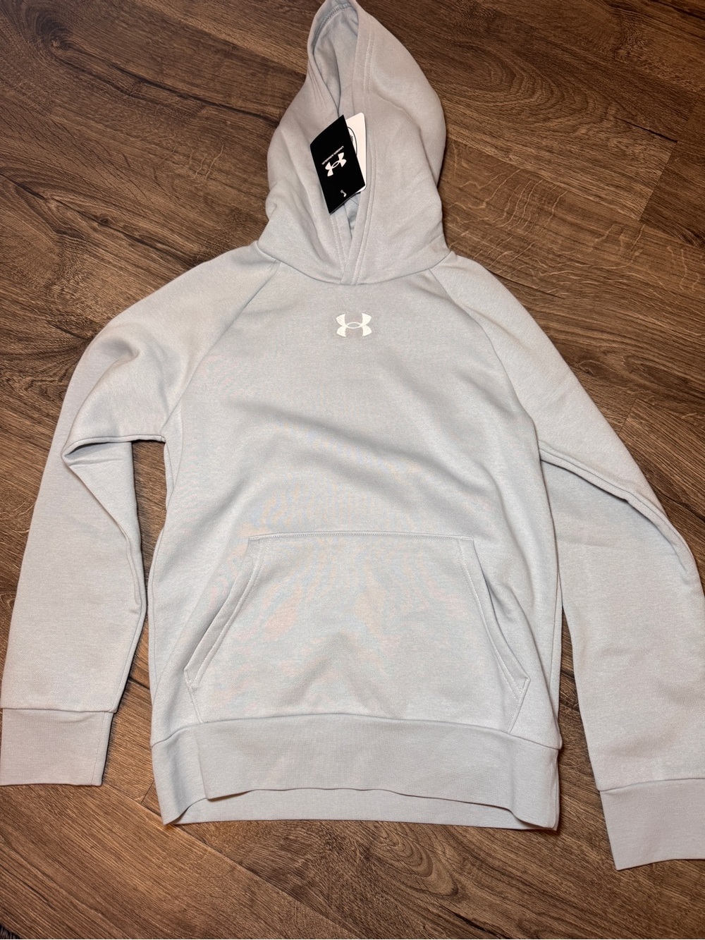 Under Armour Light Gray Pullover Hoodie with Center Logo